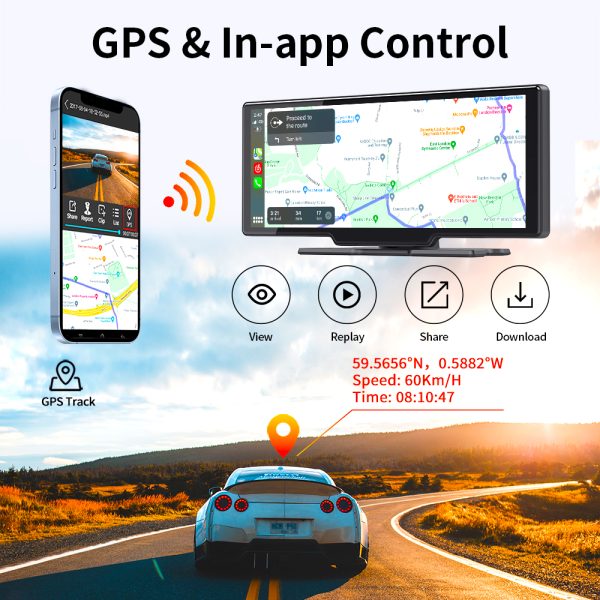 מסך 10 אינץ כולל אנדרואיד ואפל קארפליי. עם GPS ומצלמה אחורית וקדמית. חיבור פשוט לרכב.