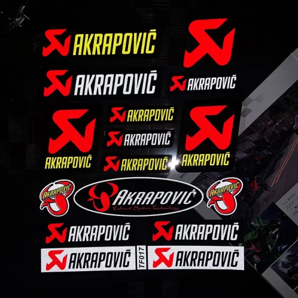 סט מדבקות אקרפוביץ  לאופנוע ובכלל. Akrapovic Logo