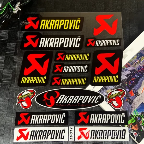 סט מדבקות אקרפוביץ  לאופנוע ובכלל. Akrapovic Logo