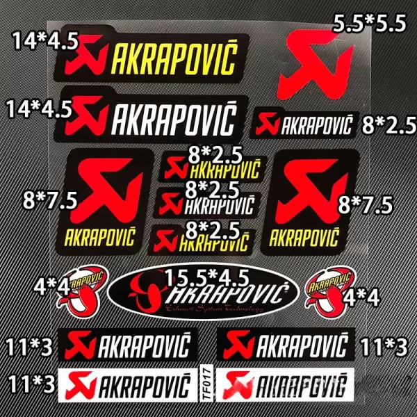 סט מדבקות אקרפוביץ  לאופנוע ובכלל. Akrapovic Logo