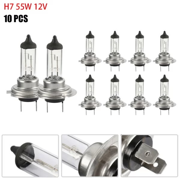 נורות הלוגן ראשיות לרכב. 10 יחידות. 10PCS H7 55W 12V