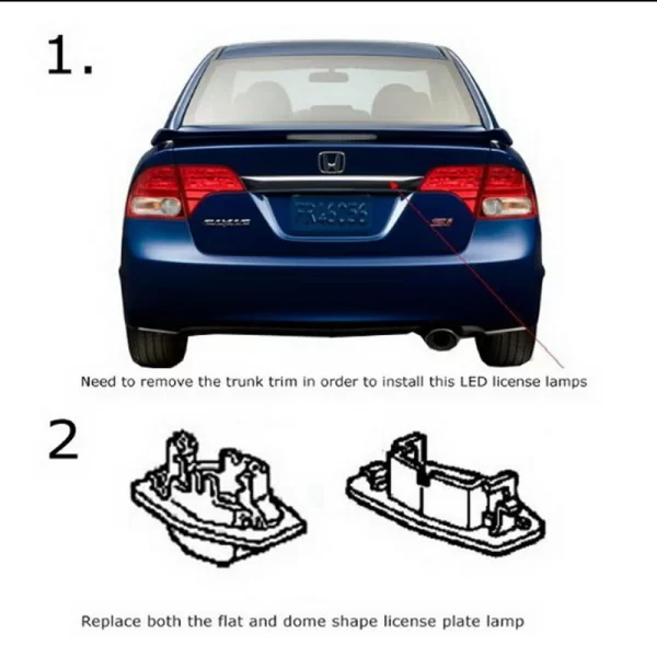 זוג פנסי לד למספר הרכב. מותאם לרכבי הונדה. Honda Civic Accord Acura