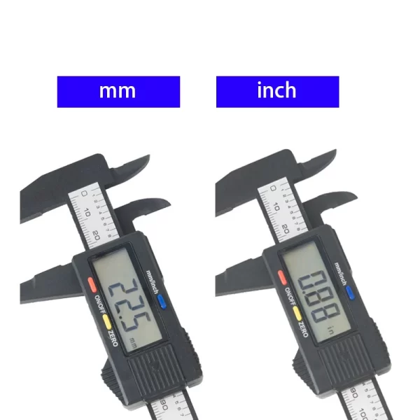 קליבר דיגיטלי איכותי מודד בסנטימטר וגם באינצ"ים.